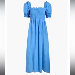 Elegant Blue Smocked Dress